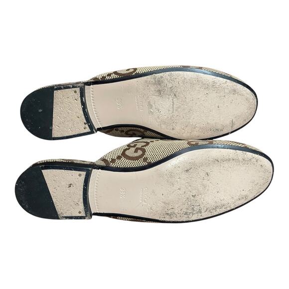Gucci Princetown Horsebit Detail Leather Canvas Jacquard Mule Slippers Beige 8.5 - Picture 7 of 13